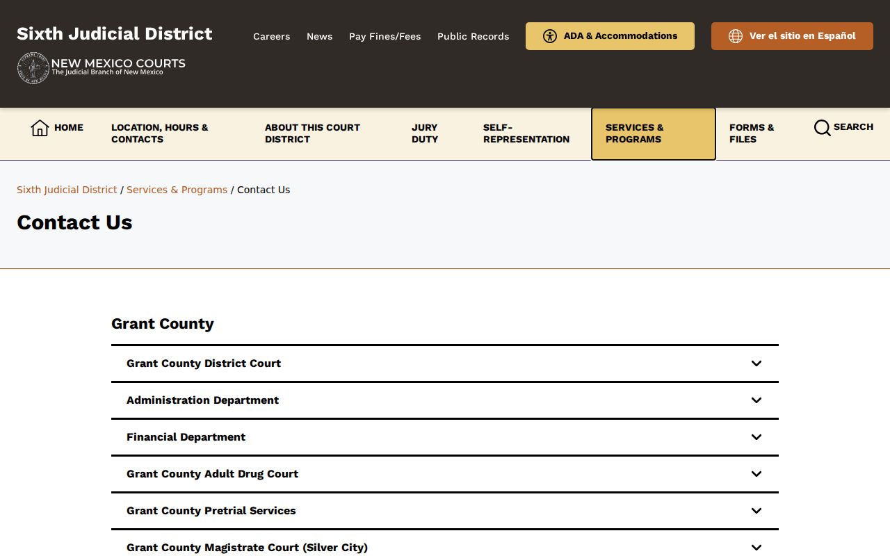 Luna County warrant lookup, Sixth District court hours and contacts