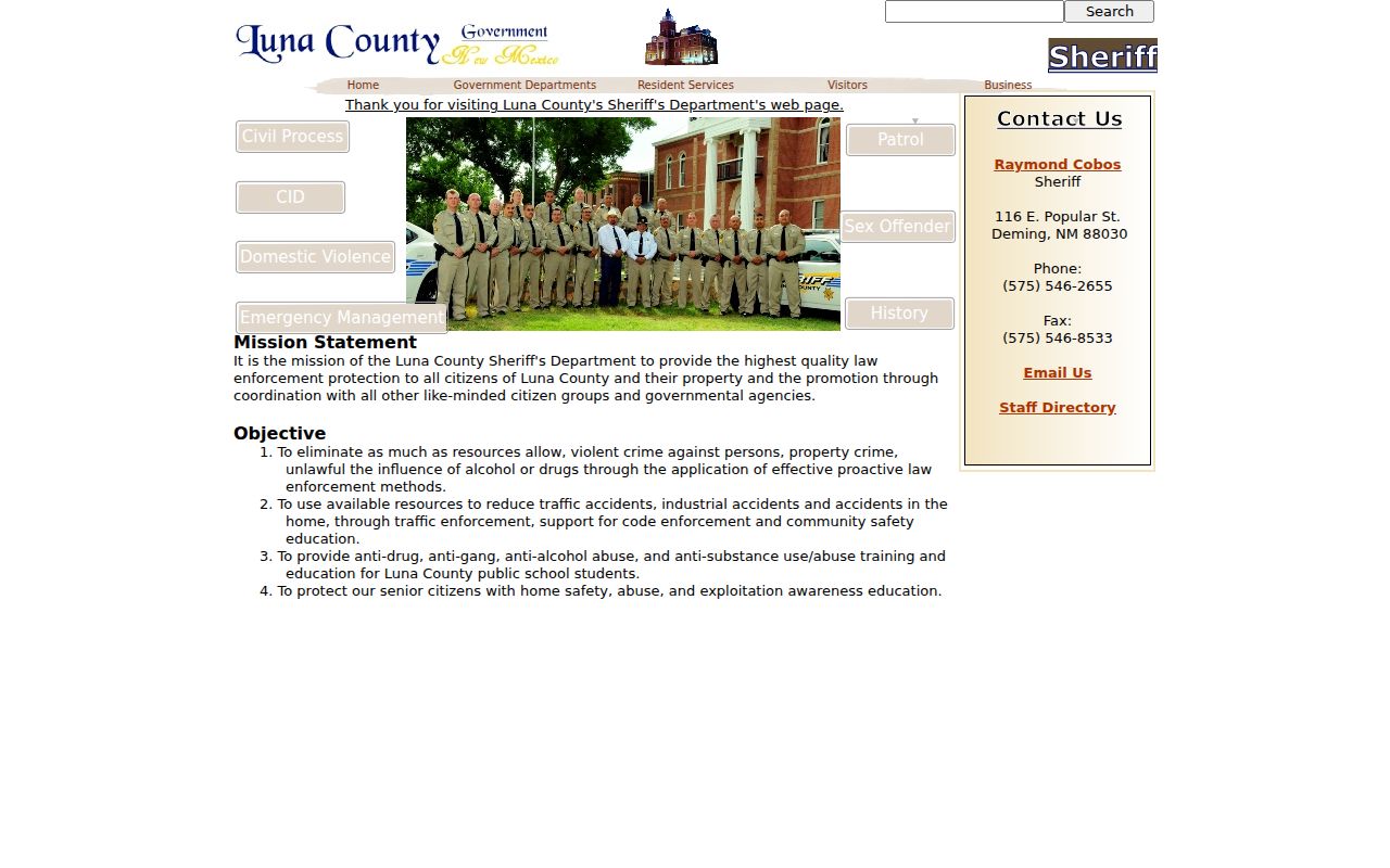 Luna County active warrants, Sheriff office mission and contact