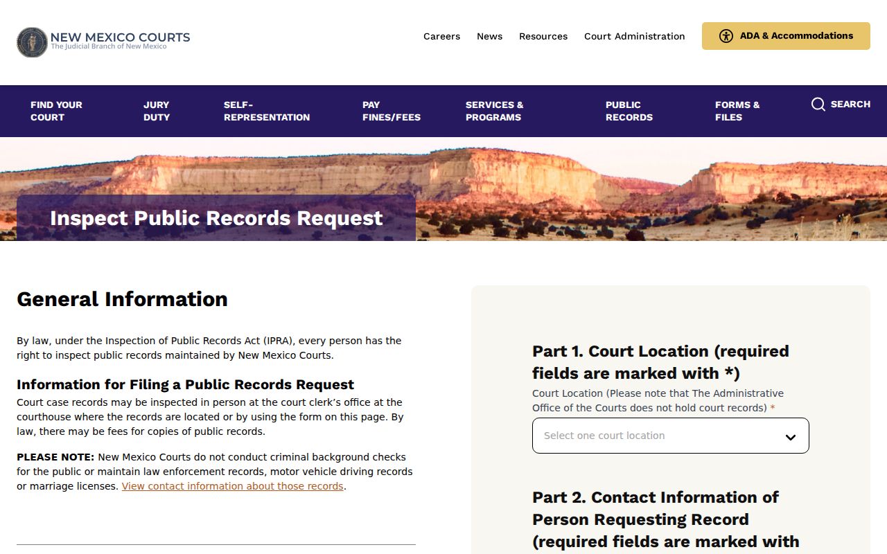 Luna County bench warrants, New Mexico Courts IPRA request form